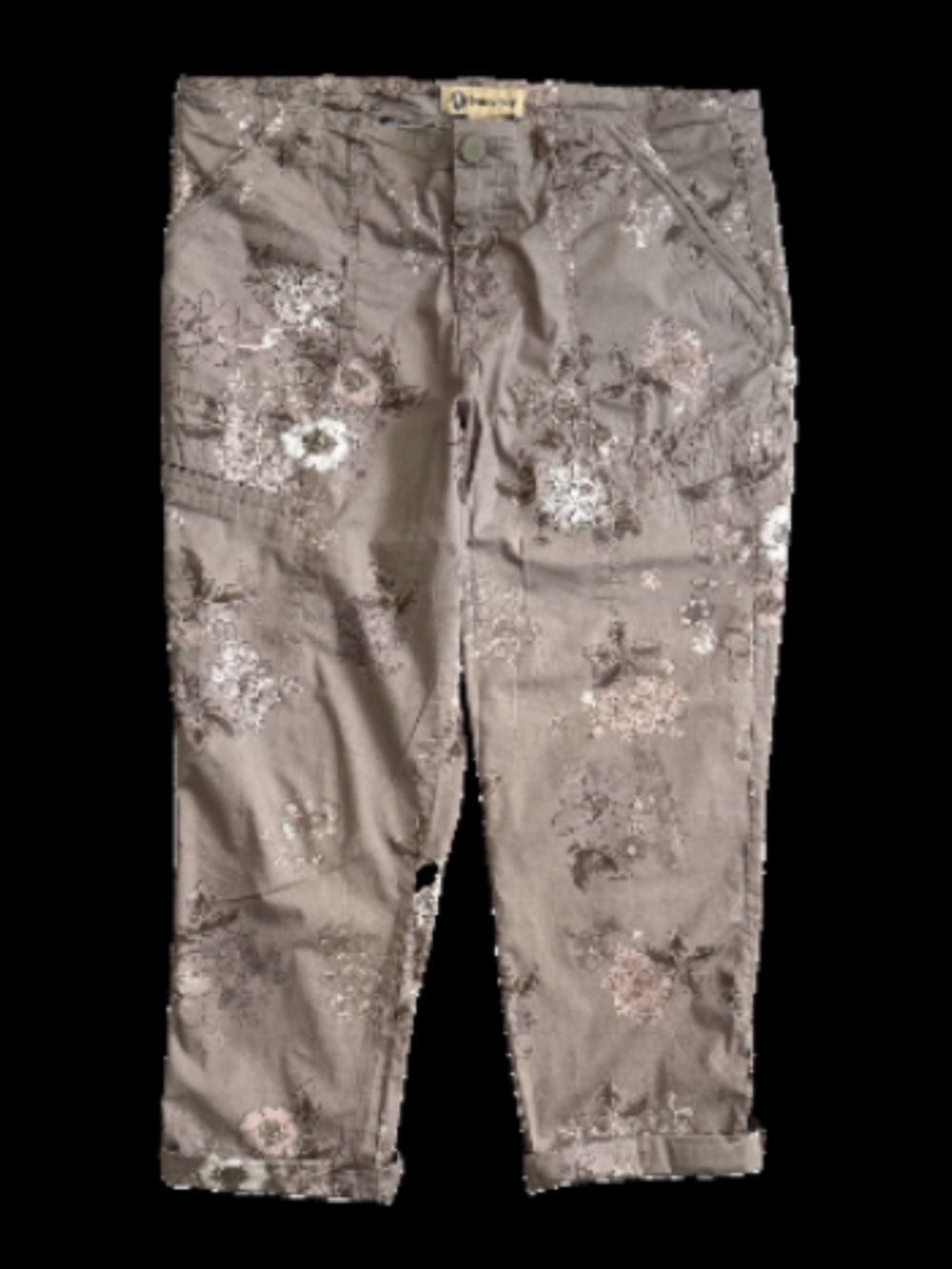 Democracy “Flex”- ellent Pants Convertible Tan and Pink Floral Size 14